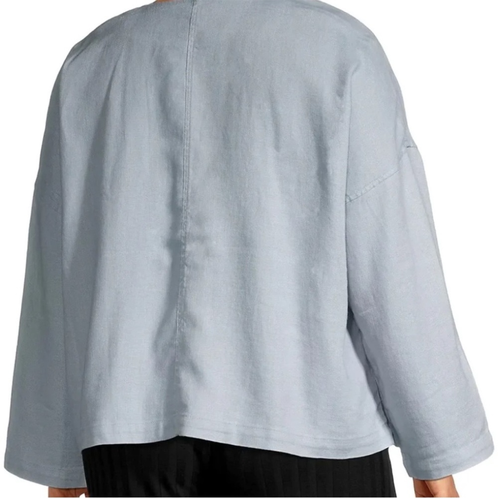 Eileen Fisher Blue Linen Jacket with Relaxed Silhouette - Picture 6 of 6